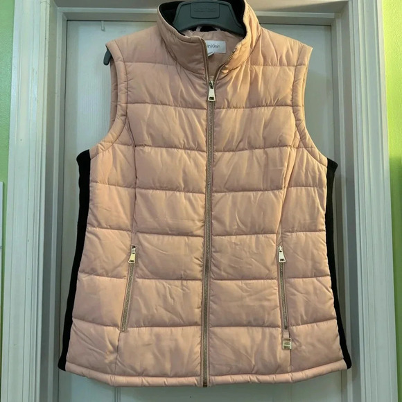 Calvin Klein Puffer Vest Performance Women’s Pink & Black Zip Up Jacket - Picture 1 of 9